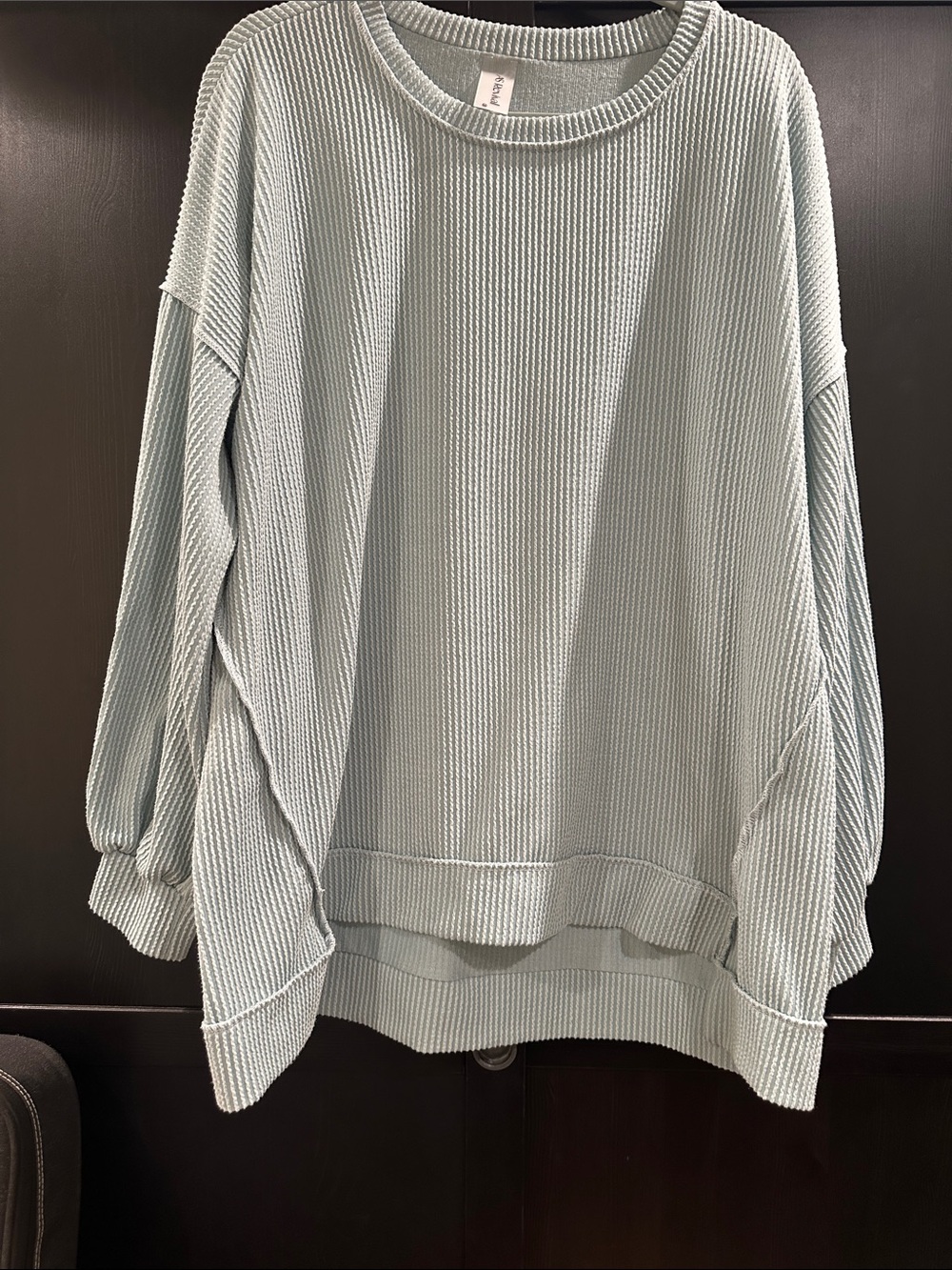 Relaxed Waffle Crewneck Sweater - Light Sage